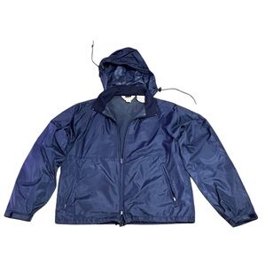 Vintage LL Bean Windbreaker Women's XL Hidden Hoodie Full Zip Outdoor Jacket 90s